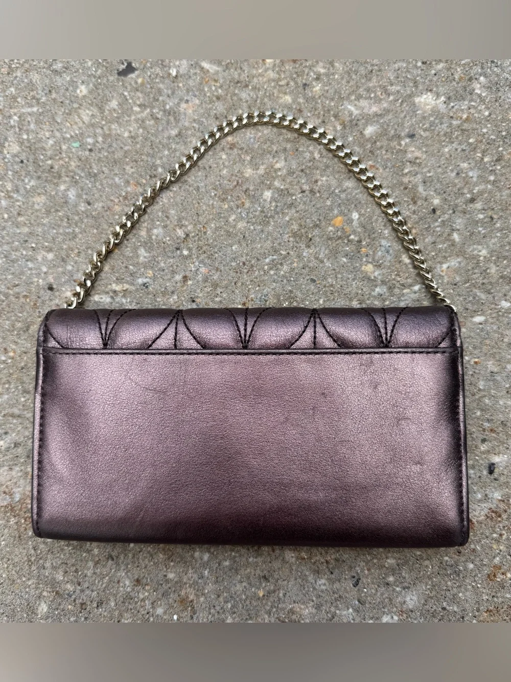 Kate Spade Briar Lane Quilted Emelyn Metallic Oak Wristlet Clutch Bag Purple